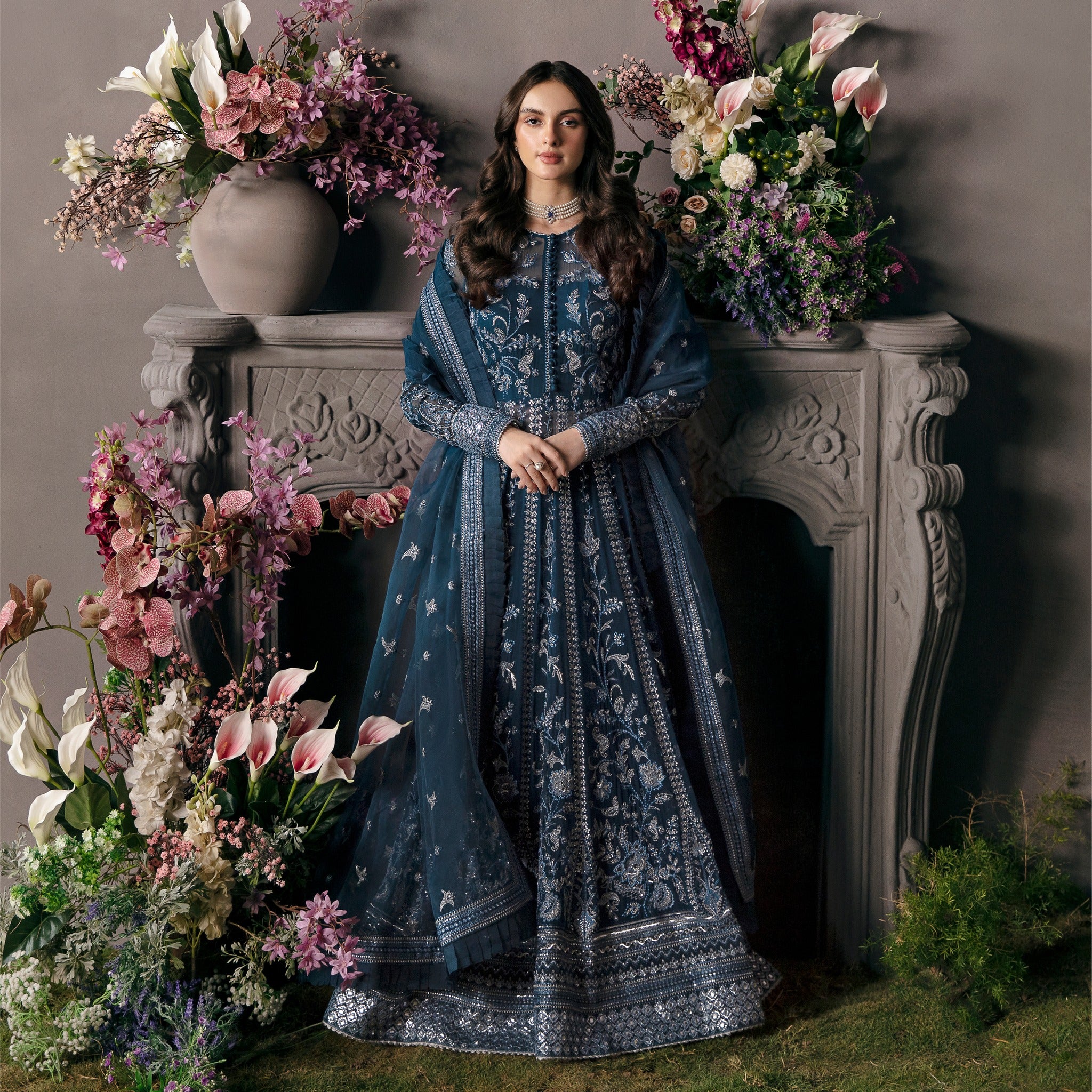Shafnufab Women's Georgette Semi Stitched Pakistani Salwar Suit In Blu –  Shafnu Fab