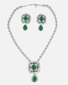 Emerald Élan Choker Set with Contemporary Earrings