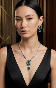 Emerald Élan Choker Set with Contemporary Earrings