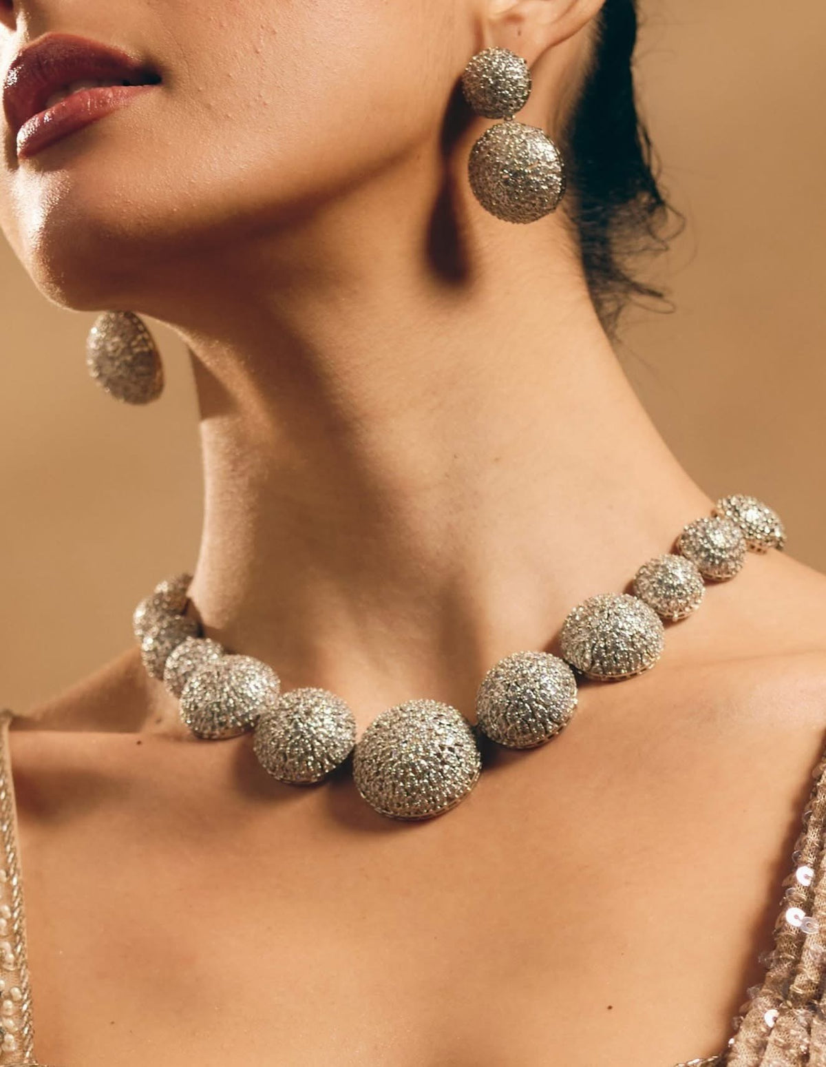 Celestia Pavé Sphere Necklace & Earring Set