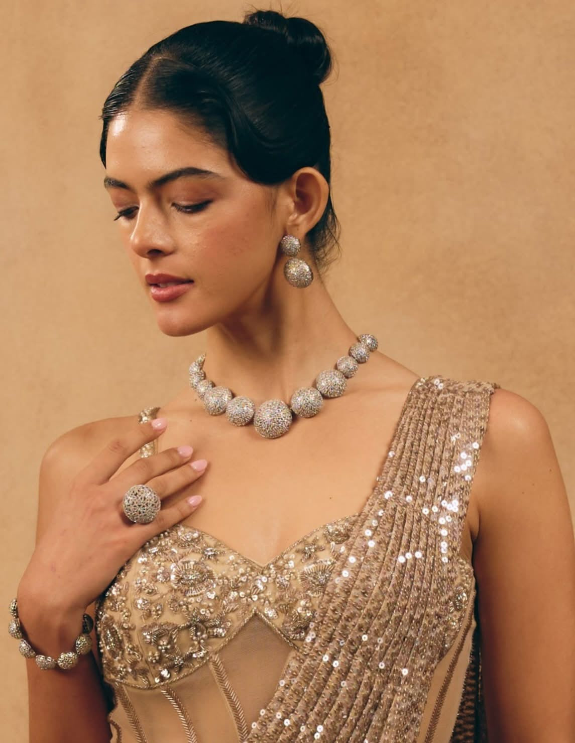Celestia Pavé Sphere Necklace & Earring Set