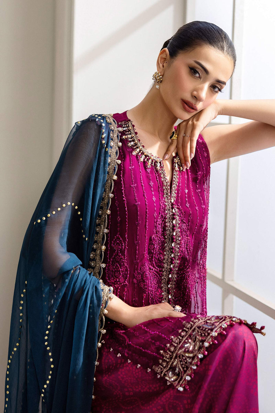 Buy Maria B Mbroidered Chiffon 2025 | MPC-25-102 Chiffon Pakistani designer dresses in UK from our website We have all Pakistani designer clothes of Maria b Chiffon 2025 Imrozia, Sobia Nazir Various Pakistani boutique dresses can be bought online from our website Lebaasonline in UK , USA, America