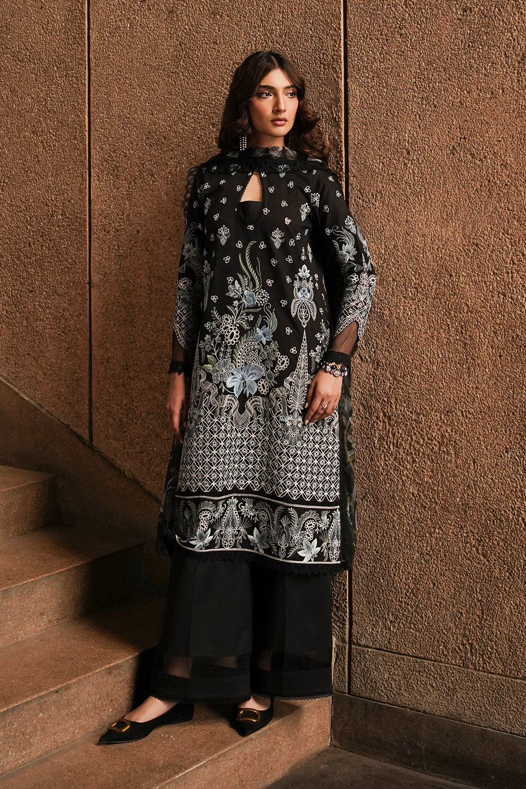 AFROZEH | Chikankari Lawn '24 | Caviar - LebaasOnline 