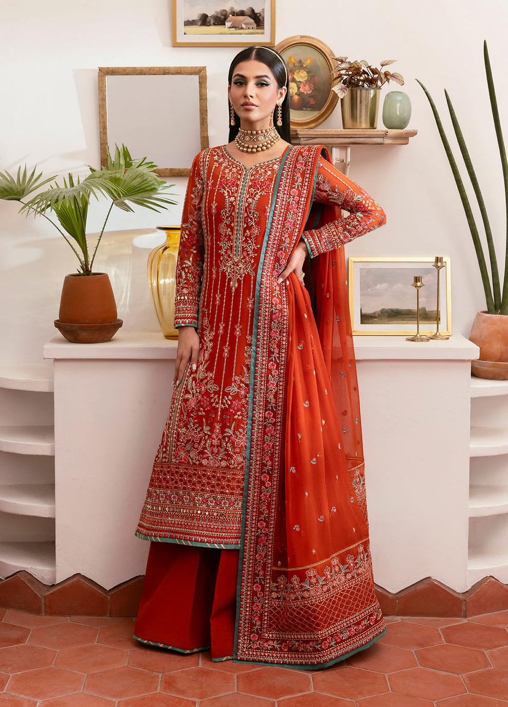 GULAAL | Reverie Unstitched Embroidered Chiffon '25 Pakistani designer dress is available @lebaasonline. The Pakistani Wedding dresses of Maria B, Gulaal can be customized for Bridal/party wear. Get express shipping in UK, USA, France, Germany for Asian Outfits USA. Maria B Sale online can be availed here!!