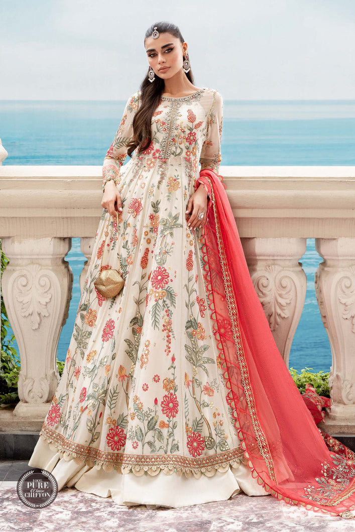 Maria.B | Embroidered Chiffon Collection '23 available at Lebaasonline. The largest stockiest of M.prints Dresses in the UK. Shop Maria B Clothes Pakistani wedding. Maria B Chiffons, Mprints, Maria B Sateen Embroidered on discounted price in UK USA Manchester London Australia Belgium UAE France Germany Birmingham on Sale.