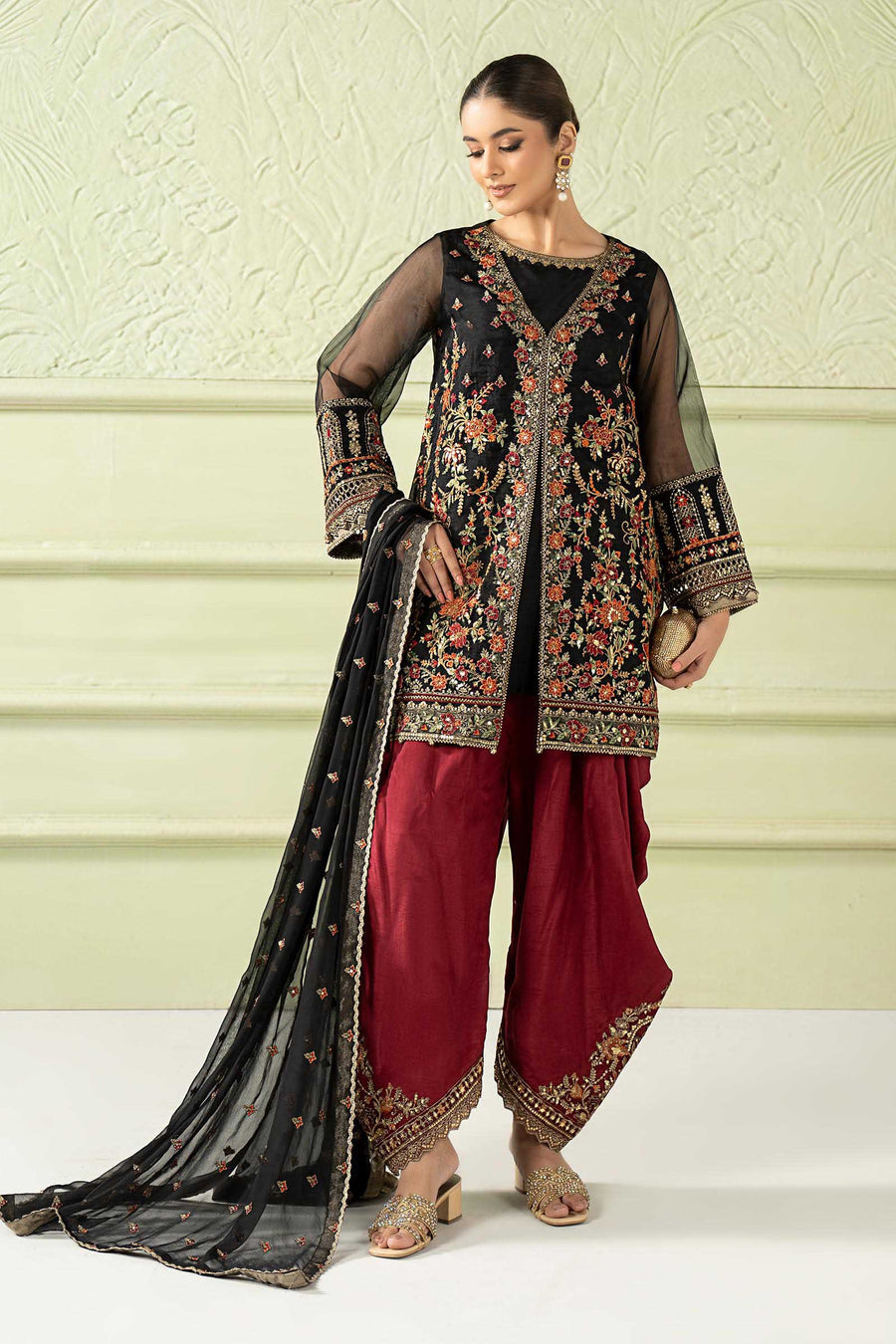 Maria.B | Shehnai Luxury Formal Winter Edit '25 available at Lebaasonline. The largest stockiest of M.prints Dresses in the UK. Shop Maria B Clothes Pakistani wedding. Maria B Chiffons, Mprints, Maria B Sateen Embroidered on discounted price in UK USA Manchester London Australia Belgium UAE France Germany Birmingham on Sale.