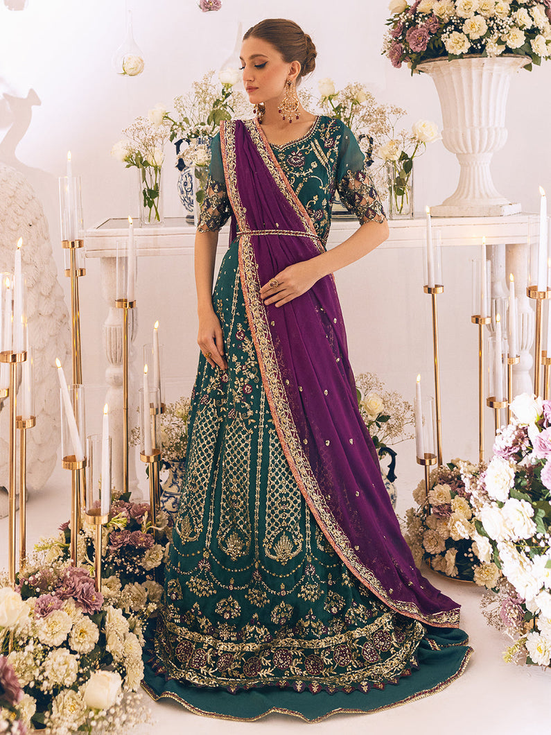 ROHEENAZ | SAWARIYA LUXURY KALIDAAR CHIFFON '23 exclusively available @ lebasonline. We have express shipping of Pakistani Wedding dresses 2023 of Maria B Lawn 2022, Gulaal lawn 2022. The Pakistani Suits UK is available in customized at doorstep in UK, USA, Germany, France, Belgium, UAE, Dubai from lebaasonline. 
