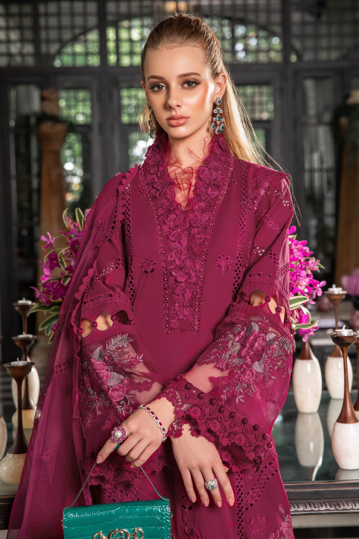 MARIA B | LUXURY LAWN 2023 | EL-23-09-Magenta - LebaasOnline 
