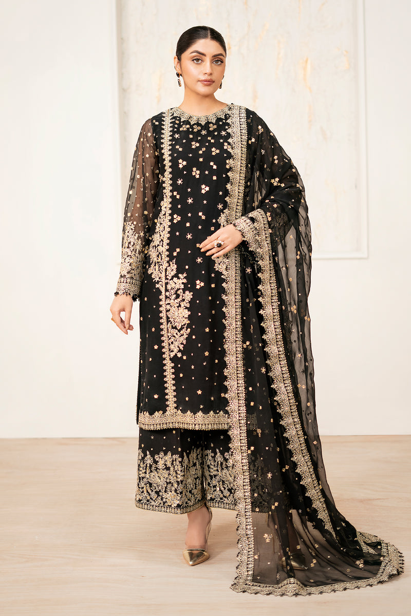 Buy Baroque | Embroidered Chiffon Unstitched 3Pc UF-4038Online at Great Price! Available For UK, France & Germany. Baroque dresse from Pakistan & for SALE in the UK, USA, Manchester & London. Book now ready to wear & unstitched. Shop Wedding, festive, summer or winter branded outfits from Lebaasonline 