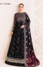 Load image into Gallery viewer, Xenia Formals Embroidered Chiffon Unstitched 3 Piece Suit - D-03 Nigira - XF25LFR - Black - Luxury Collection