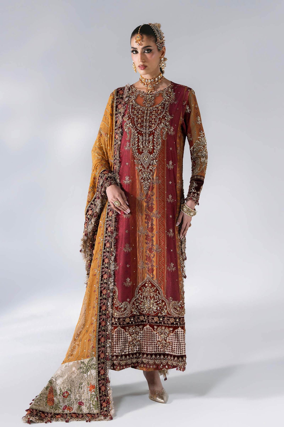 Maria B Embroidered Wedding Edition 2026 BD-3104 Maroon Crimson Pakistani Wedding Suit