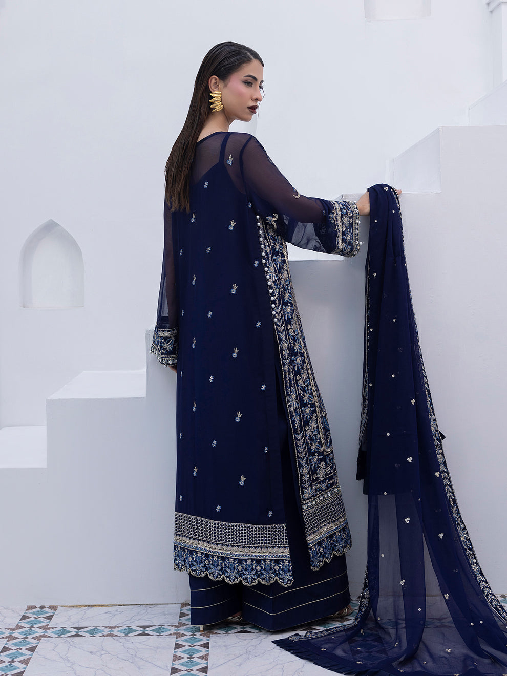 GULAAL | Maeri Luxury Chiffion '26 | Lueur Pakistani designer dress is available @lebaasonline. The Pakistani Wedding dresses of Maria B, Gulaal can be customized for Bridal/party wear. Get express shipping in UK, USA, France, Germany for Asian Outfits USA. Maria B Sale online can be availed here!!