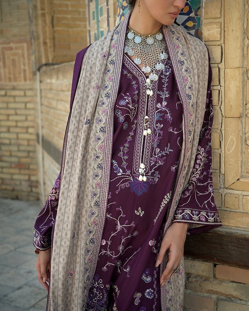 MUSHQ Winter Caravan embroidered corduroy Pakistani suit