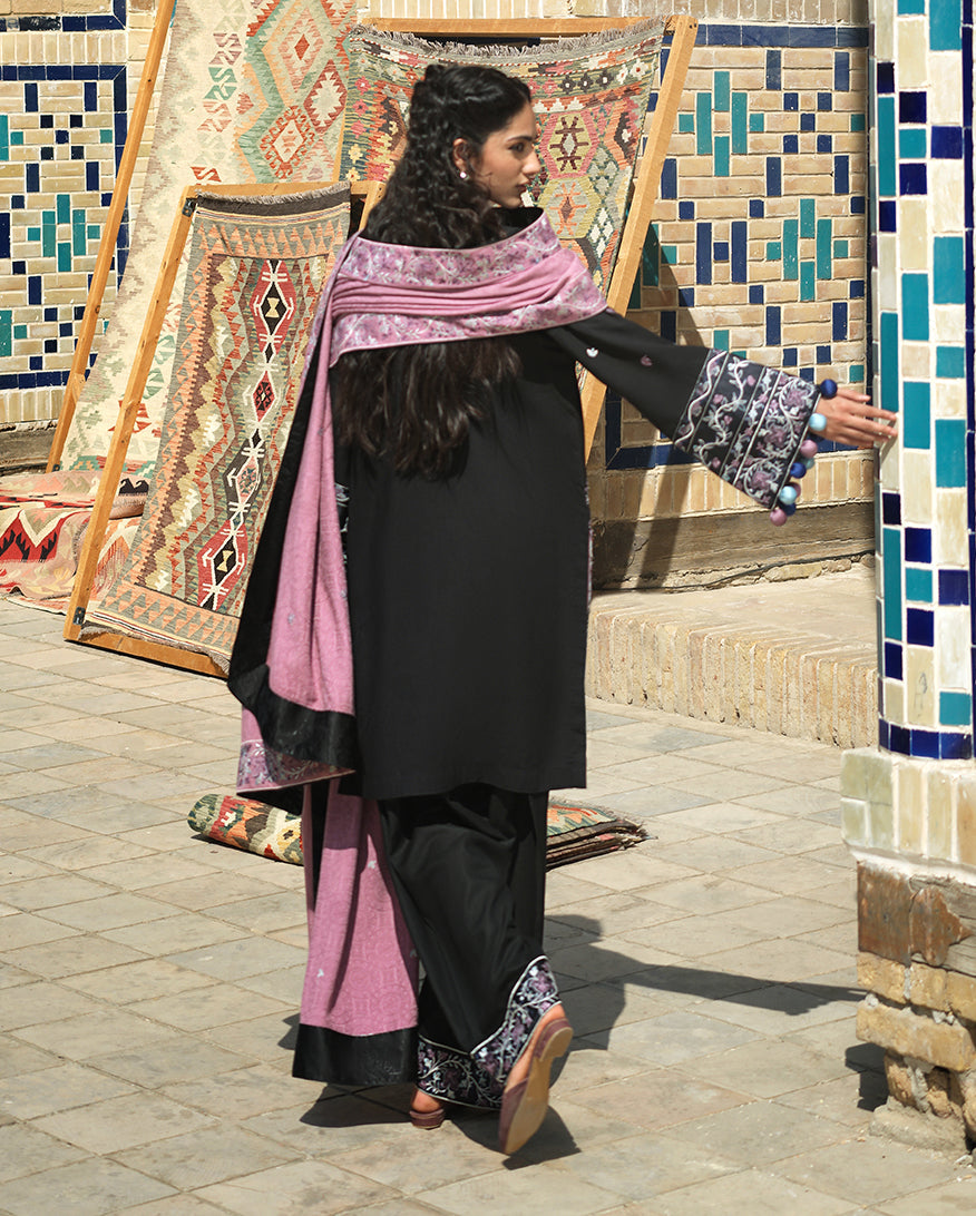 MUSHQ Bazaar Trail | Embroidered Linen Pakistani Winter Suit with Shawl
