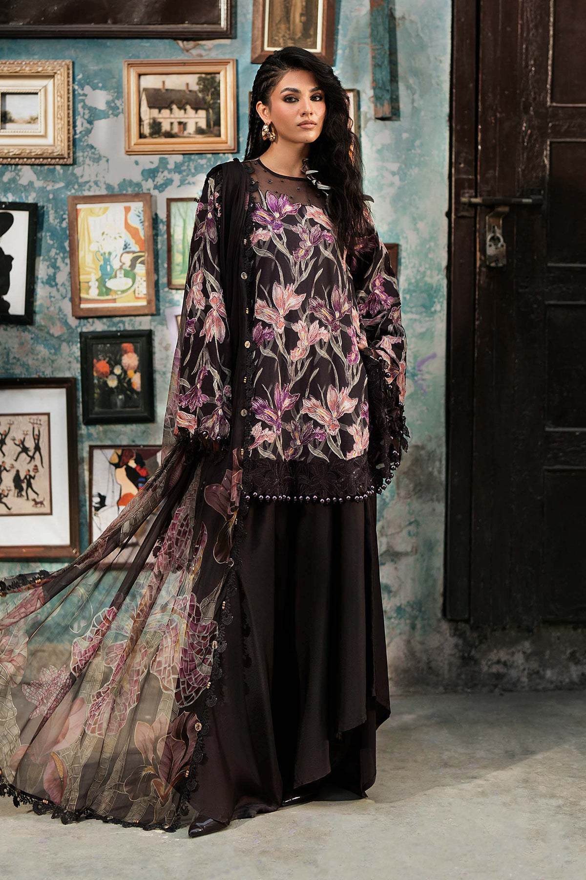 Maria B M Prints Fall 2026 MPT-3104-B Moss Black front view