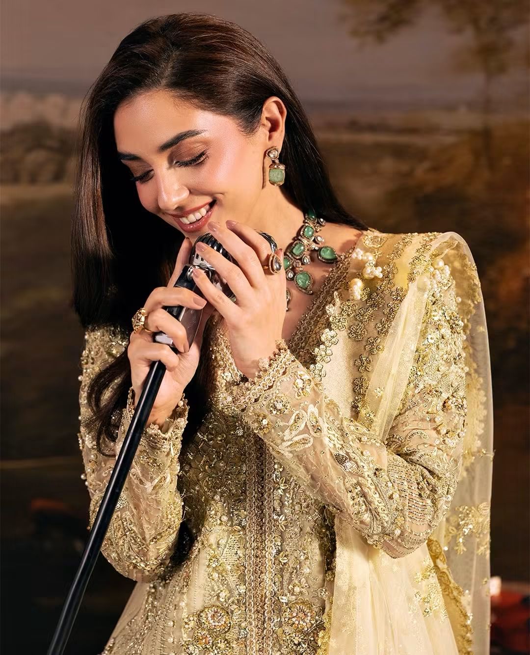 Elaf Serenade ’26 Opera embroidered poly net dupatta and raw silk suit