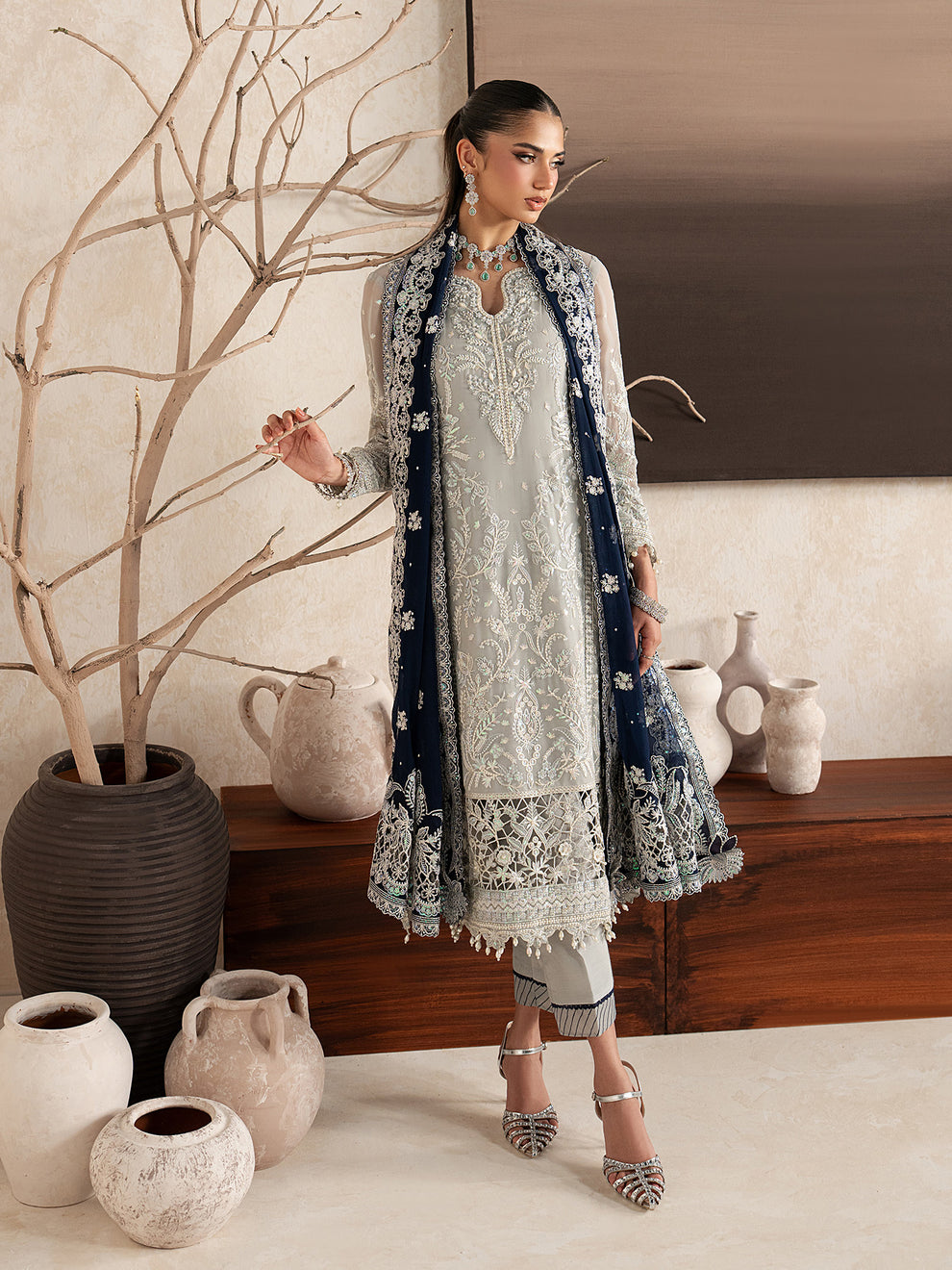 GULAAL | Inaaya Embroidered Chiffion '26 | GIANNA Pakistani designer dress is available @lebaasonline. The Pakistani Wedding dresses of Maria B, Gulaal can be customized for Bridal/party wear. Get express shipping in UK, USA, France, Germany for Asian Outfits USA. Maria B Sale online can be availed here!!