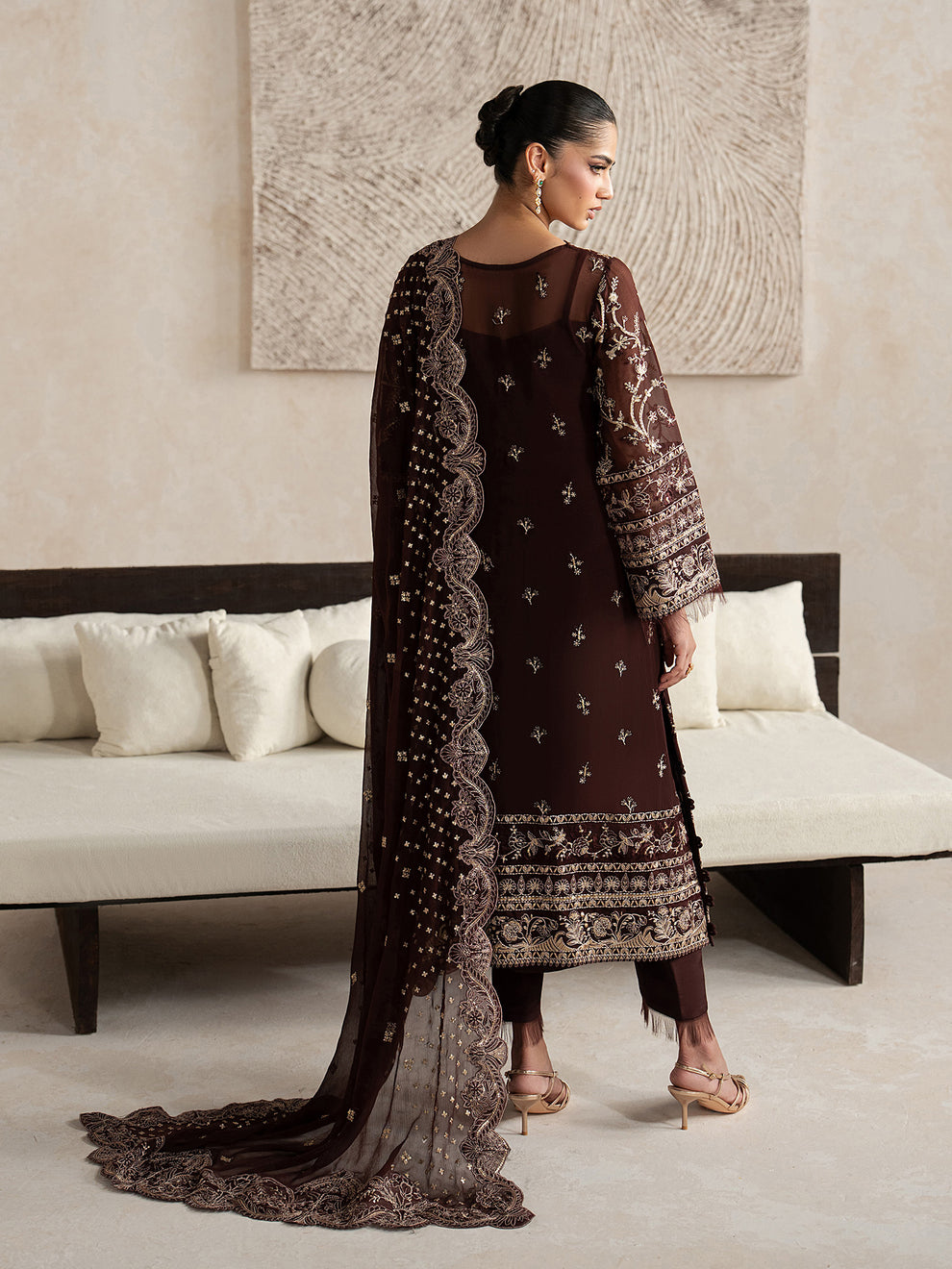 GULAAL | Inaaya Embroidered Chiffion '26 | SOFIYA Pakistani designer dress is available @lebaasonline. The Pakistani Wedding dresses of Maria B, Gulaal can be customized for Bridal/party wear. Get express shipping in UK, USA, France, Germany for Asian Outfits USA. Maria B Sale online can be availed here!!