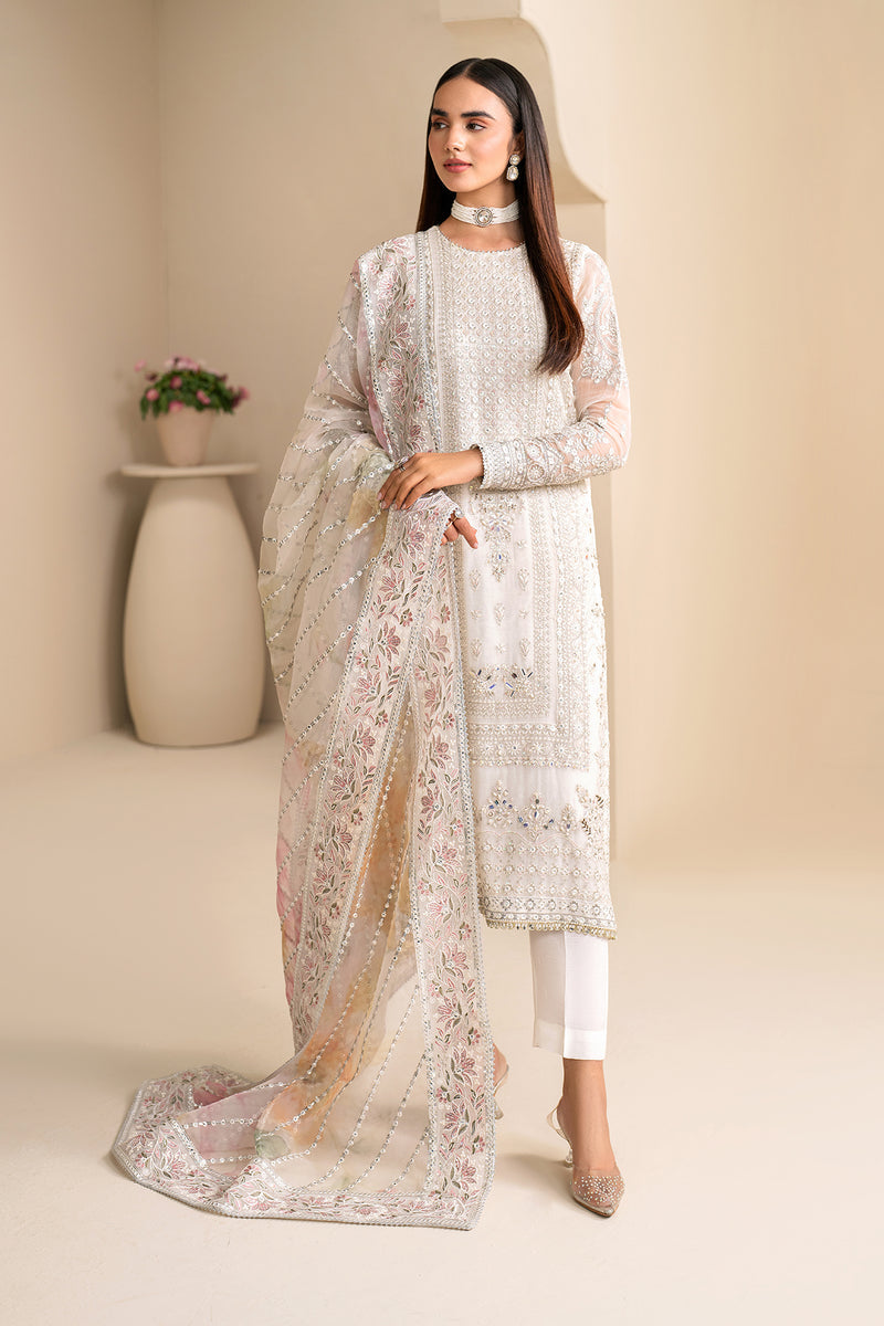 Buy Baroque | Embroidered Chiffon Unstitched 3Pc UF-623 Online at Great Price! Available For UK, France & Germany. Baroque dresse from Pakistan & for SALE in the UK, USA, Manchester & London. Book now ready to wear & unstitched. Shop Wedding, festive, summer or winter branded outfits from Lebaasonline 