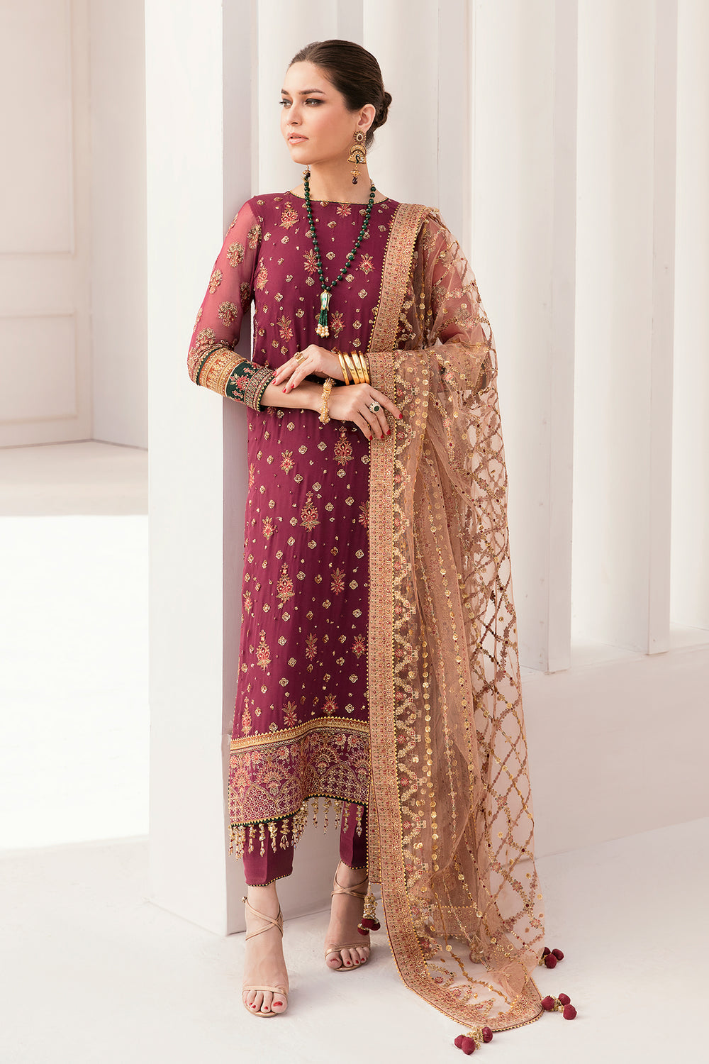 Buy Baroque | EMBROIDERED CHIFFON CH11-02  Online at Great Price! Available For UK, France & Germany. Baroque dresse from Pakistan & for SALE in the UK, USA, Manchester & London. Book now ready to wear & unstitched. Shop Wedding, festive, summer or winter branded outfits from Lebaasonline 