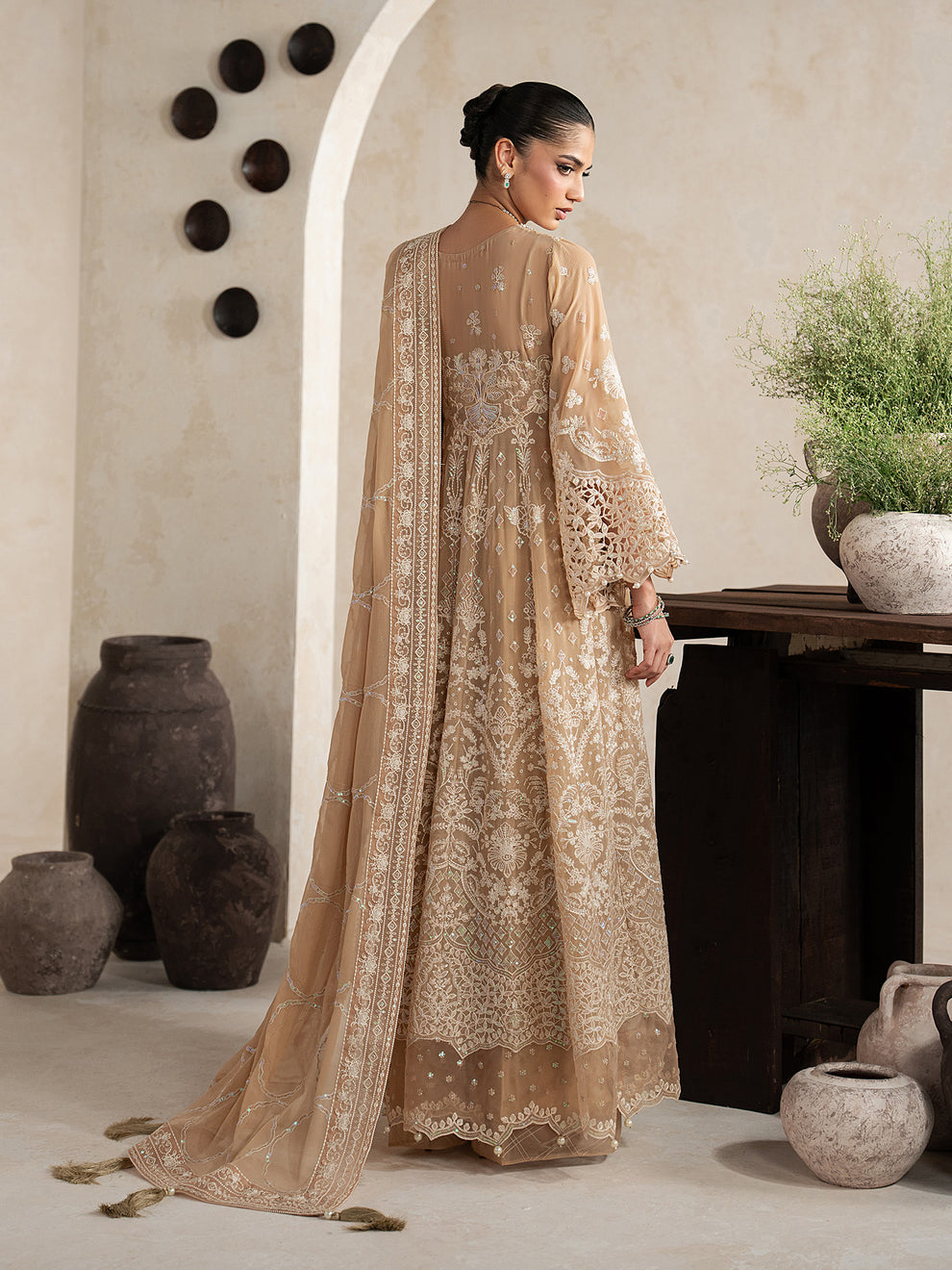 GULAAL | Inaaya Embroidered Chiffion '26 | NIAA Pakistani designer dress is available @lebaasonline. The Pakistani Wedding dresses of Maria B, Gulaal can be customized for Bridal/party wear. Get express shipping in UK, USA, France, Germany for Asian Outfits USA. Maria B Sale online can be availed here!!