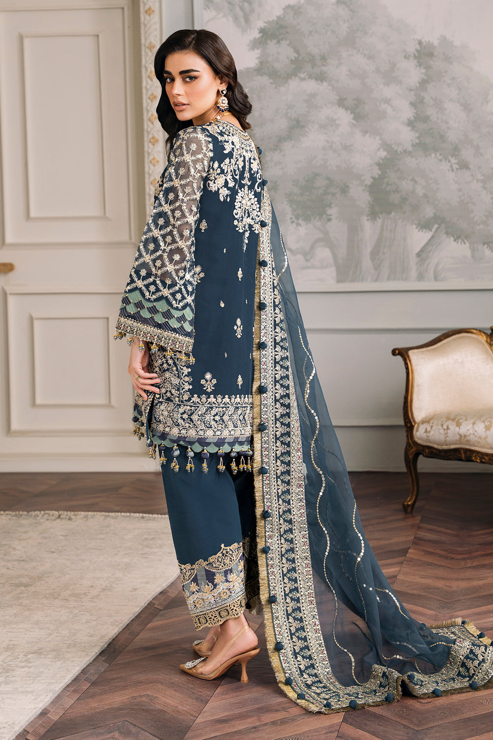 Buy Baroque | EMBROIDERED CHIFFON CH12-01.  Online at Great Price! Available For UK, France & Germany. Baroque dresse from Pakistan & for SALE in the UK, USA, Manchester & London. Book now ready to wear & unstitched. Shop Wedding, festive, summer or winter branded outfits from Lebaasonline 