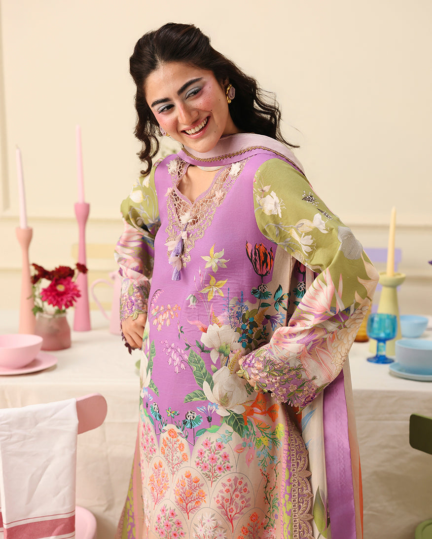 Buy MUSHQ | Soleil 2026-Prints - "Lilac Whim " Designer Dresses Is an exclusively available for online UK @lebaasonline. PAKISTANI WEDDING DRESSES ONLINE UK can be customized at Pakistani designer boutique in USA, UK, France, Dubai, Saudi, London. Get Pakistani & Indian velvet BRIDAL DRESSES ONLINE USA at Lebaasonline.