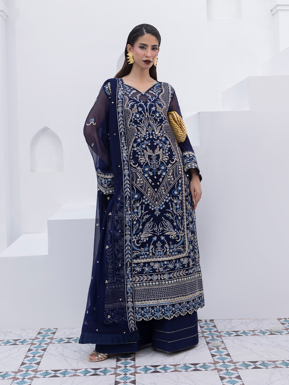 GULAAL | Maeri Luxury Chiffion '26 | Lueur Pakistani designer dress is available @lebaasonline. The Pakistani Wedding dresses of Maria B, Gulaal can be customized for Bridal/party wear. Get express shipping in UK, USA, France, Germany for Asian Outfits USA. Maria B Sale online can be availed here!!