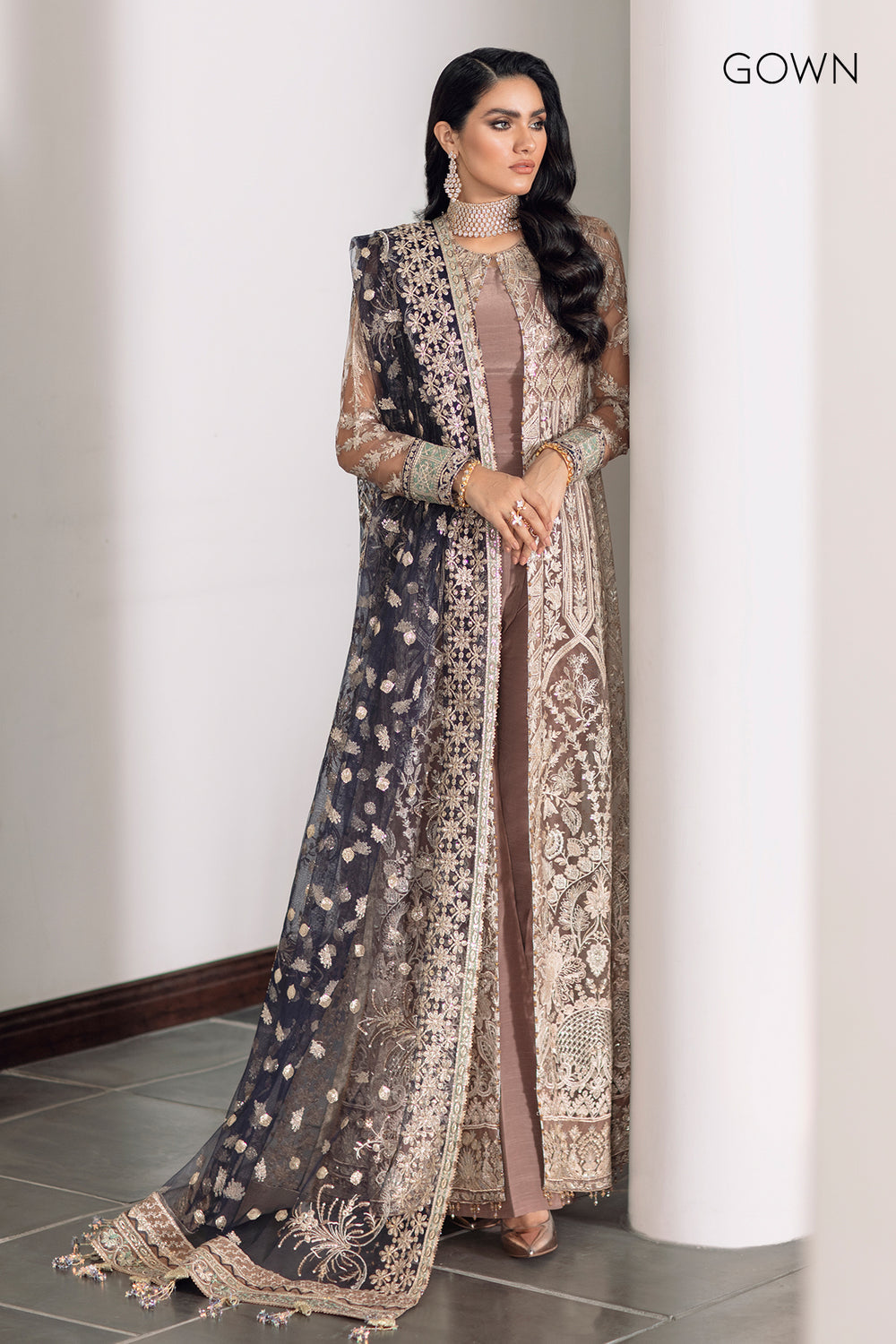 Buy Baroque | EMBROIDERED NET CH09-07 - Collection 2025 Online at Great Price! Available For UK, France & Germany. Baroque dresse from Pakistan & for SALE in the UK, USA, Manchester & London. Book now ready to wear & unstitched. Shop Wedding, festive, summer or winter branded outfits from Lebaasonline 
