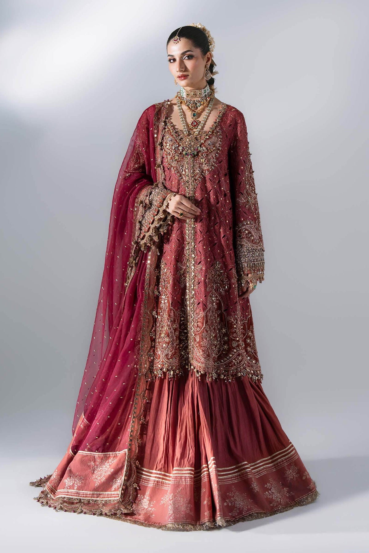 Maria B Mbroidered Wedding Edition '26 | BD-3108-Deep Salmon pink