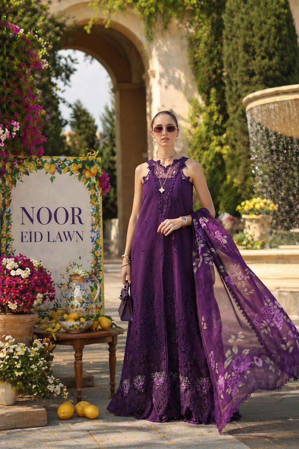 Buy Noor Luxury Eid Schiffli Laserkari '26 - Vol 2 | Amalfi Amethyst Lawn Suit from Lebaasonline Largest Pakistani Clothes Stockist in the UK Shop Noor Pakistani Lawn 2026 EID COLLECTION Saira Shakira COLLECTION 2026 Afrozeh EID COLLECTION '26 ONLINE UK for Wedding, Party  NIKAH OUTFIT Indian & Pakistani Summer Dresses UK USA UAE DUBAI Manchester 