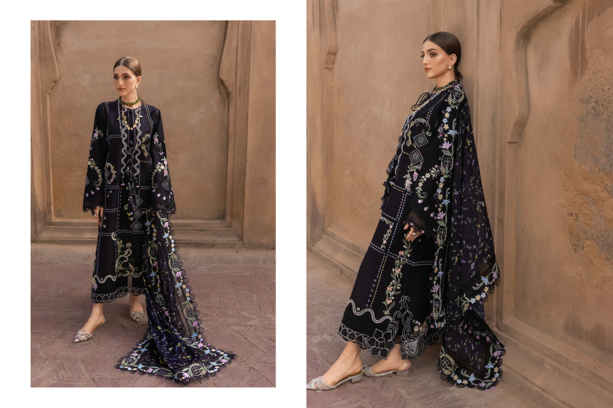CRIMSON FLORAL SERENITY - D1A EMBROIDERED LUXURY LAWN COLLECTION |LEBAASONLINE