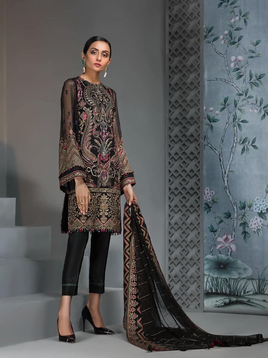 Buy Jazmin | Embroidered Chiffon 3Pc Suit D-07 Reine De Nuit Luxury Collection 2025 Online at Great Price! Available For UK, France & Germany. Baroque dresse from Pakistan & for SALE in the UK, USA, Manchester & London. Book now ready to wear & unstitched. Shop Wedding, festive, summer or winter branded outfits from Lebaasonline 