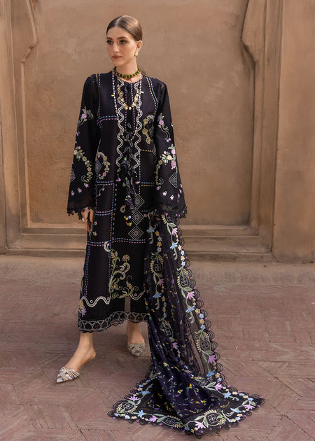 CRIMSON FLORAL SERENITY - D1A EMBROIDERED LUXURY LAWN COLLECTION |LEBAASONLINE