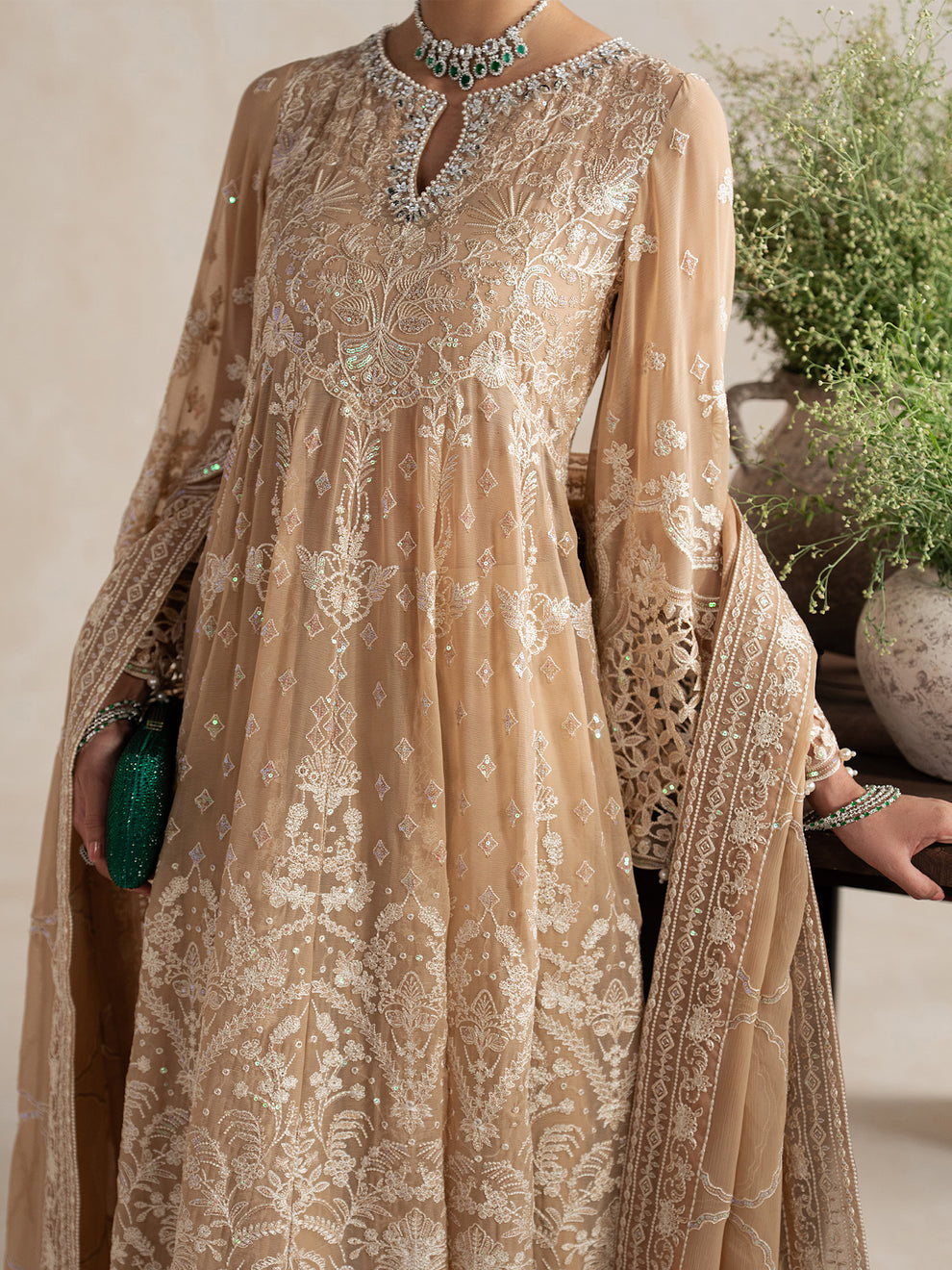 GULAAL | Inaaya Embroidered Chiffion '26 | NIAA Pakistani designer dress is available @lebaasonline. The Pakistani Wedding dresses of Maria B, Gulaal can be customized for Bridal/party wear. Get express shipping in UK, USA, France, Germany for Asian Outfits USA. Maria B Sale online can be availed here!!