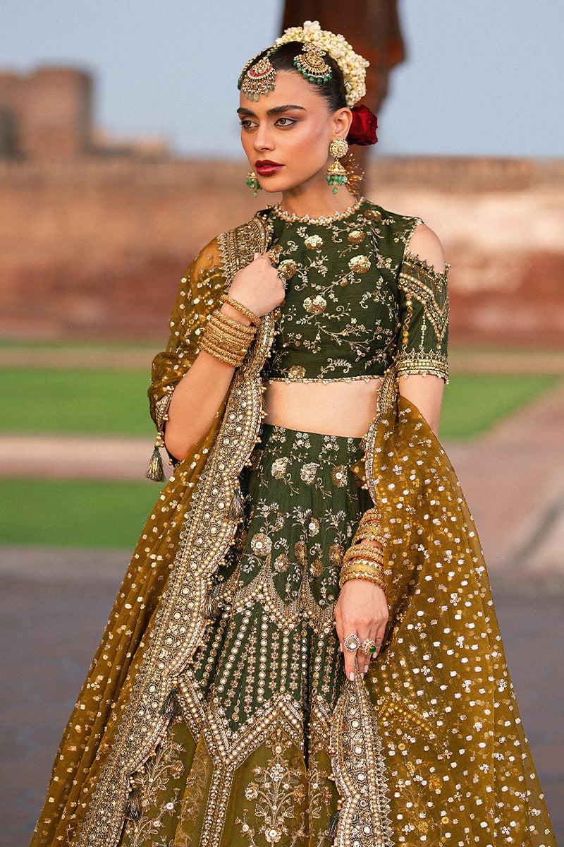 MNR Zarlish Festive Afsana green unstitched formal suit