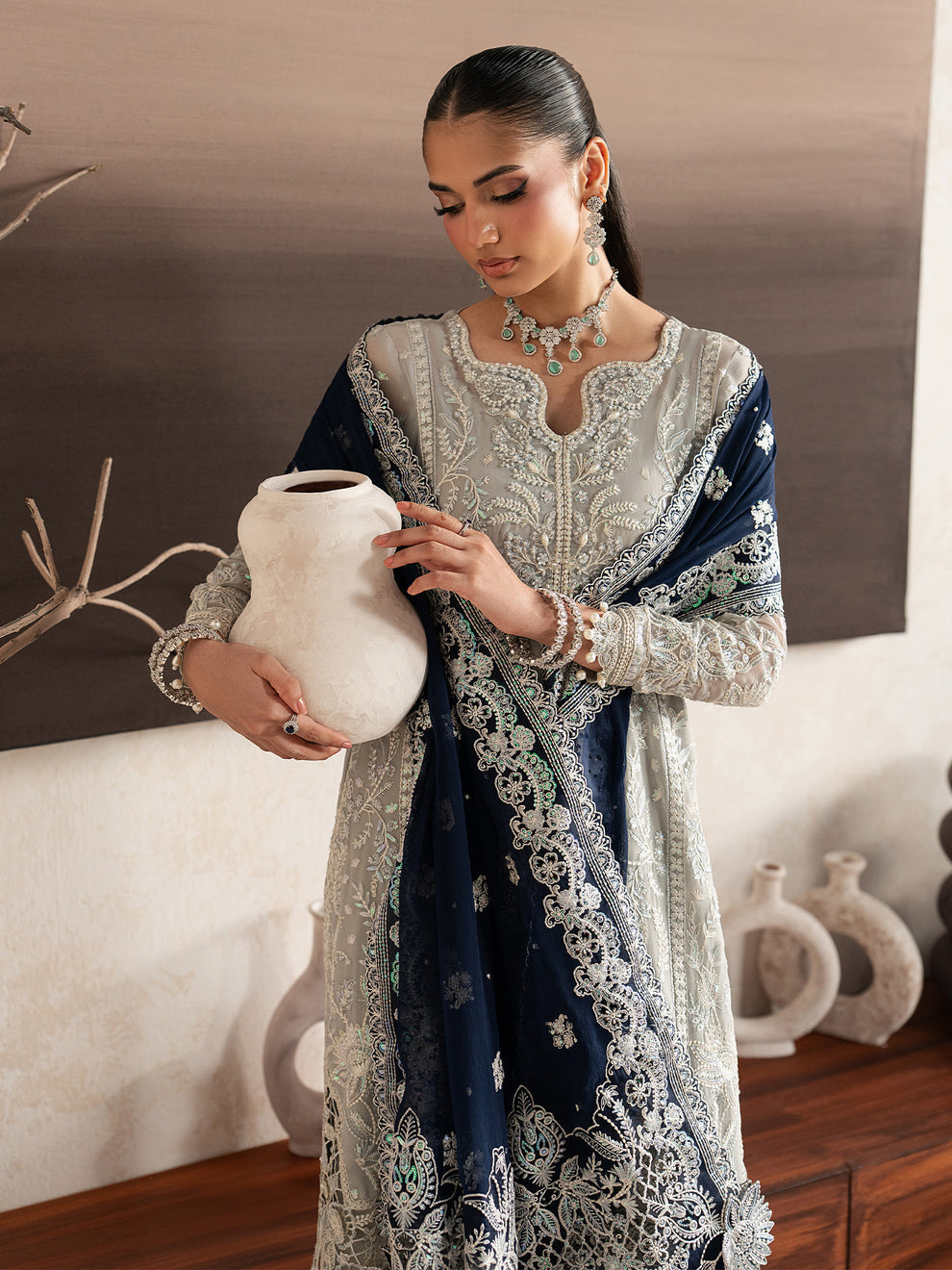 GULAAL | Inaaya Embroidered Chiffion '26 | GIANNA Pakistani designer dress is available @lebaasonline. The Pakistani Wedding dresses of Maria B, Gulaal can be customized for Bridal/party wear. Get express shipping in UK, USA, France, Germany for Asian Outfits USA. Maria B Sale online can be availed here!!