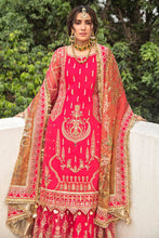 Load image into Gallery viewer, MNR| ZARLISH FESTIVE COLLECTION &#39;21 | AATISH-01 Shocking Pink Pakistani Wedding Dresses Collection 2021 for the very best in unique or custom, luxury chiffon silk dresses from our women&#39;s clothing shop UK. Explore the MNR Luxury Wedding Lehenga, Unstitched &amp; Stitched Ready Made Clothing Online in UK USA at Lebaasonline