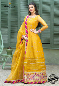 Buy ASIM JOFA | JASHN  FESTIVE COLLECTION 21 | AJFC-42 Mustard Yellow Pakistani Clothes online UK  exclusively from lebaasonline website. We are largest stockists of Asim Jofa Festive Collection 2021 Maria B Sobia Nazir & Pakistani wedding Organza dresses UK are available online in the UK USA Scotland London & New York