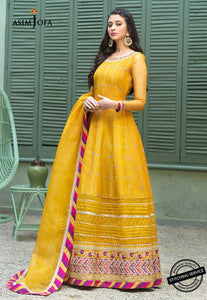 Buy ASIM JOFA | JASHN  FESTIVE COLLECTION 21 | AJFC-42 Mustard Yellow Pakistani Clothes online UK  exclusively from lebaasonline website. We are largest stockists of Asim Jofa Festive Collection 2021 Maria B Sobia Nazir & Pakistani wedding Organza dresses UK are available online in the UK USA Scotland London & New York