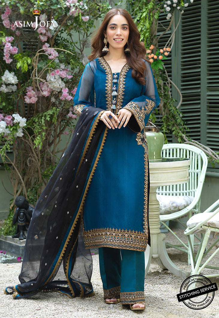 Buy ASIM JOFA | JASHN  FESTIVE COLLECTION '21 | AJFC-48 Teal Pakistani Clothes online UK  exclusively from lebaasonline website. We have brands Asim Jofa Festive Collection 2021, Maria B, Sobia Nazir & Readymade Pakistani designer clothes Birmingham available online in the UK, USA, Scotland, London & New York