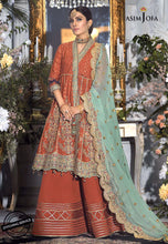 Load image into Gallery viewer, Buy ASIM JOFA MAHSA FESTIVE COLLECTION | AJMC-09 Rust Pakistani Chiffon Wedding collection exclusively from lebaasonline website We are largest stockists of Asim Jofa Collection 2021 Maria B &amp; Pakistani Celebrities Clothes Pakistani Branded designer suits UK are available online in the UK USA Scotland London New York