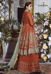 Buy ASIM JOFA MAHSA FESTIVE COLLECTION | AJMC-09 Rust Pakistani Chiffon Wedding collection exclusively from lebaasonline website We are largest stockists of Asim Jofa Collection 2021 Maria B & Pakistani Celebrities Clothes Pakistani Branded designer suits UK are available online in the UK USA Scotland London New York