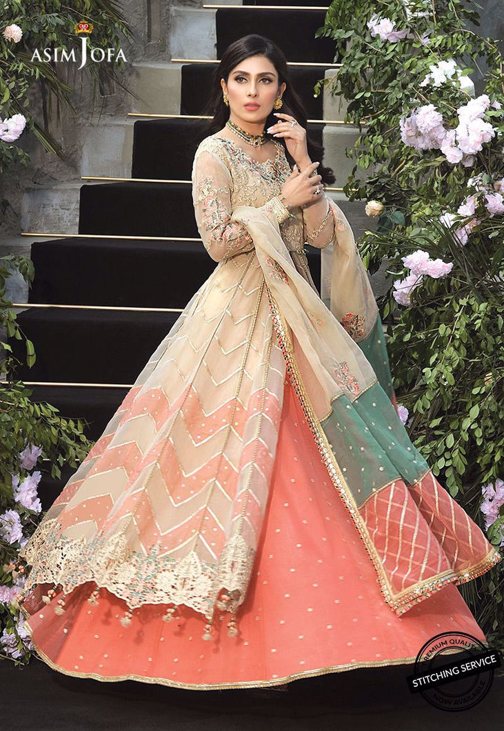 Buy ASIM JOFA MAHSA FESTIVE COLLECTION | AJMC-08 Ivory Pakistani Chiffon Wedding collection exclusively from lebaasonline website We are largest stockists of Asim Jofa Collection 2021 Maria B & Pakistani Celebrities Clothes Pakistani Branded designer suits UK are available online in the UK USA Scotland London New York