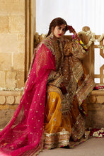 Load image into Gallery viewer, MOHSIN NAVEED RANJHA | KESARI WEDDING COLLECTION 2023 - SAGAR KINARE Pakistani Wedding Dresses Collection for the very best in unique or custom, luxury chiffon silk dresses from our women&#39;s clothing shop UK. Explore the MNR Luxury Wedding Lehenga, Unstitched &amp; Stitched Ready Made Clothing Online in UK USA and Canada  at Lebaasonline