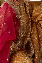 Load image into Gallery viewer, MOHSIN NAVEED RANJHA | KESARI WEDDING COLLECTION 2023 - SAGAR KINARE Pakistani Wedding Dresses Collection for the very best in unique or custom, luxury chiffon silk dresses from our women&#39;s clothing shop UK. Explore the MNR Luxury Wedding Lehenga, Unstitched &amp; Stitched Ready Made Clothing Online in UK USA and Canada  at Lebaasonline