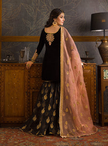 ZAINAB CHOTTANI VELVET COLLECTION '21 | HUSNA Black Velvet salwar kameez UK, Embroidered Collection at our Pakistani Designer Dresses Online Boutique. Pakistani Clothes Online UK- SALE, Zainab Chottani Wedding Suits, Luxury Lawn & Bridal Wear & Ready Made Suits for Pakistani Party Wear UK on Discount Price