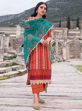 Load image into Gallery viewer, ZAINAB CHOTTANI CHIKANKARI 2021 GUZEL-7A Orange Dress with Swarovski Crystals and Embroidered Chiffon Fabric. LebaasOnline has Zainab Chottani Pakistani PAKISTANI DRESSES MARIA B M PRINT OFFICIAL for Online Shopping Worldwide delivering to the UK Birmingham and USA selling 100% original Pakistani Designer Wedding Suits