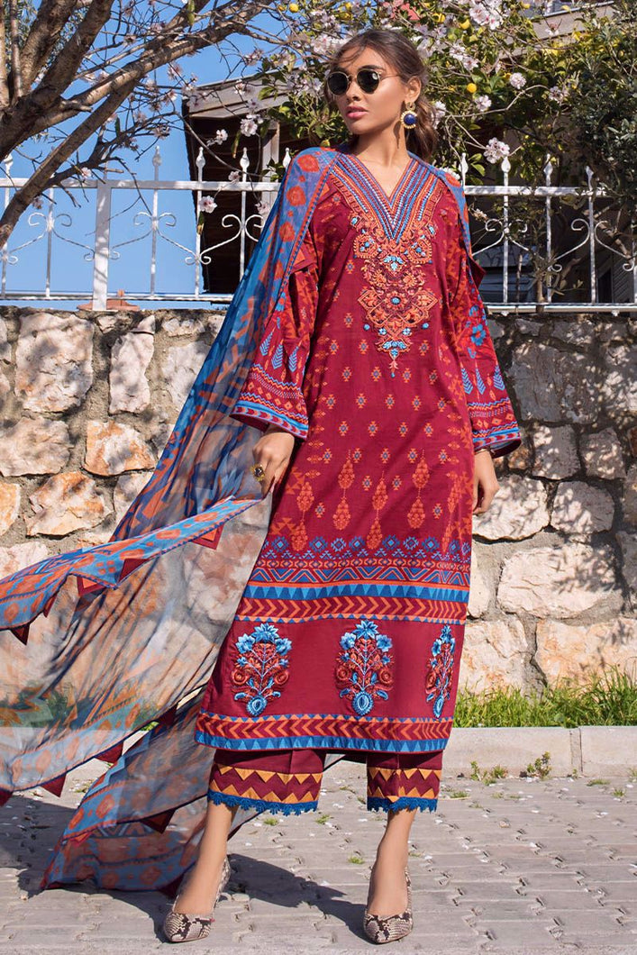 ZAINAB CHOTTANI | TAHRA LAWN | RUSTIC GLAM - A Maroon Dress with fine Embroidered lawn Fabric. LebaasOnline has Zainab Chottani Pret MARIA B ASIAN CLOTHES & ASIAN DRESSES UK for Online Shopping Worldwide, delivering to the UK, Germany, Birmingham and USA selling PAKISTANI WEDDING DRESSES & Bridal Suits