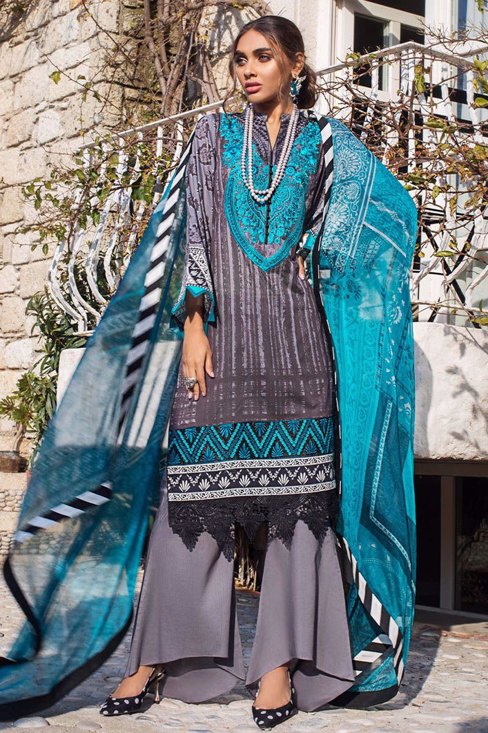 ZAINAB CHOTTANI | TAHRA LAWN | STUNNER NUMBER - A Grey Dress with fine Embroidered lawn Fabric. LebaasOnline has Zainab Chottani Pret MARIA B Pakistani Party Wear & PAKISTANI SUITS ONLINE for Online Shopping Worldwide, delivering to the UK, Germany, Birmingham and USA selling PAKISTANI WEDDING DRESSES & Bridal Suits